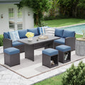 Atvars 8-Person Wicker Outdoor Sectional Seating Group with Storage Ottomans